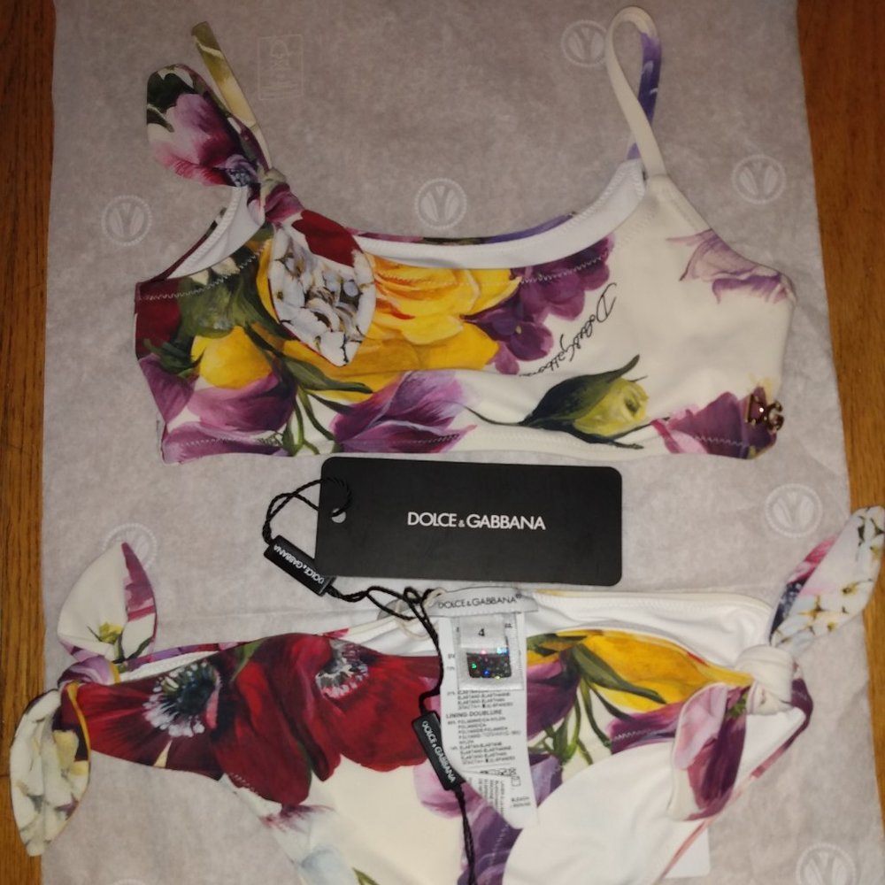 Brand New with Tags Dolce & Gabbana Kids Floral print bikini size 4